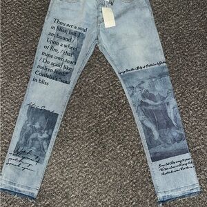 Men's Blue Graphic Jeans